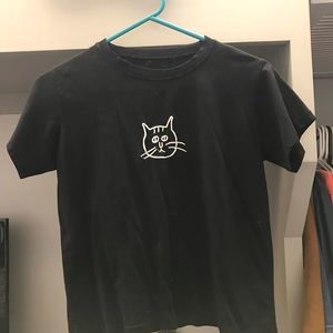 Casual Cat Crop Top Shirt